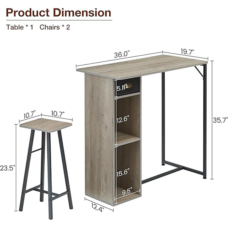 2 - Person Dining Set, Grey