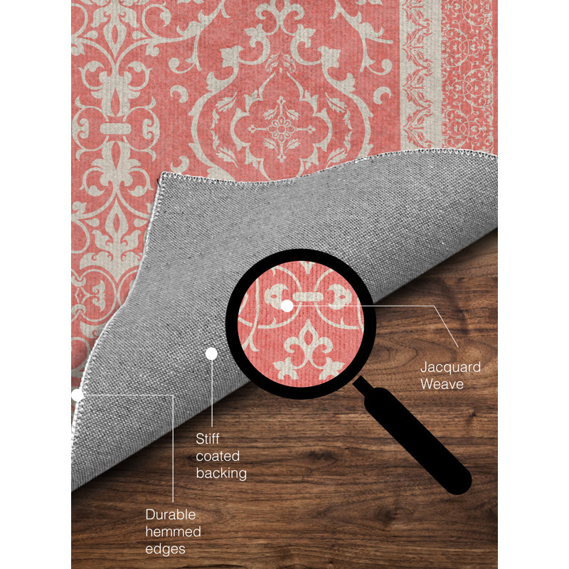Tapis de chaise rectangulaire à poils courts Rao, L 36 po x L 60 po, Saumon