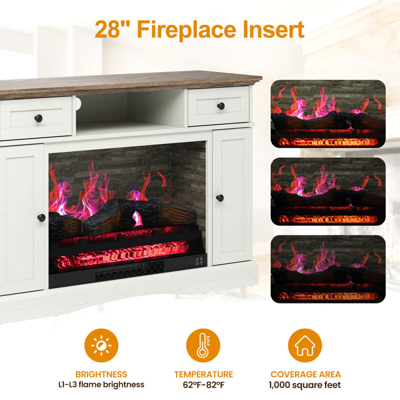 TV Stands With 28'' Fireplace, 7 Colors