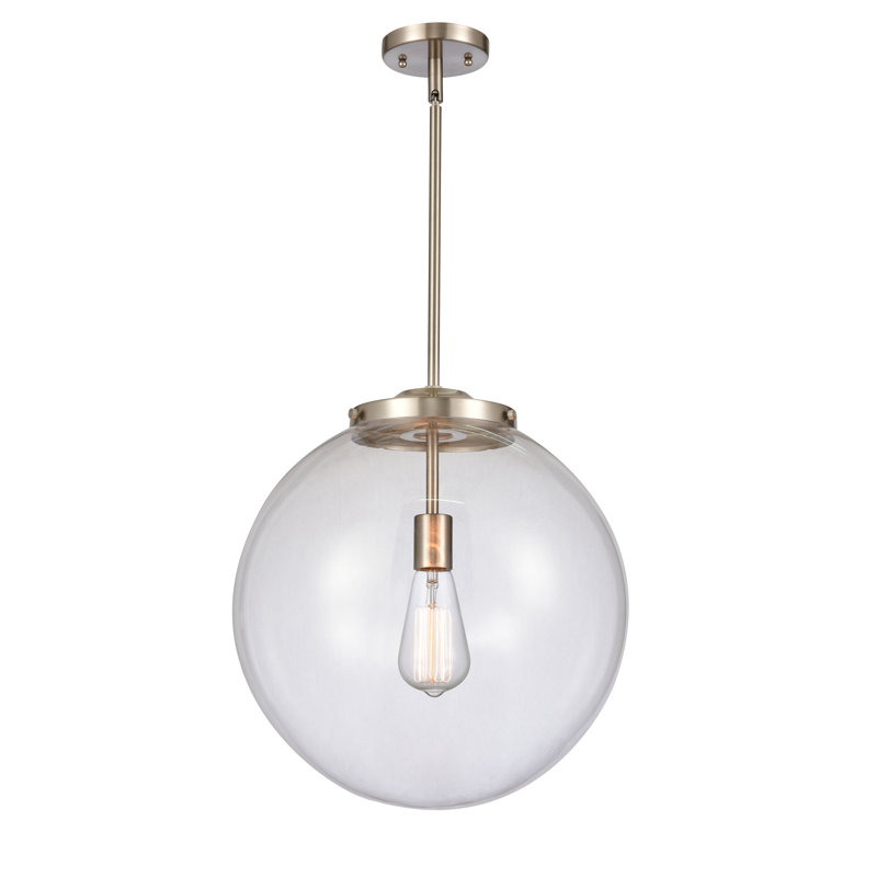 Luminaire suspendu simple à 1 lumière Frederick, Nickel satiné brossé
