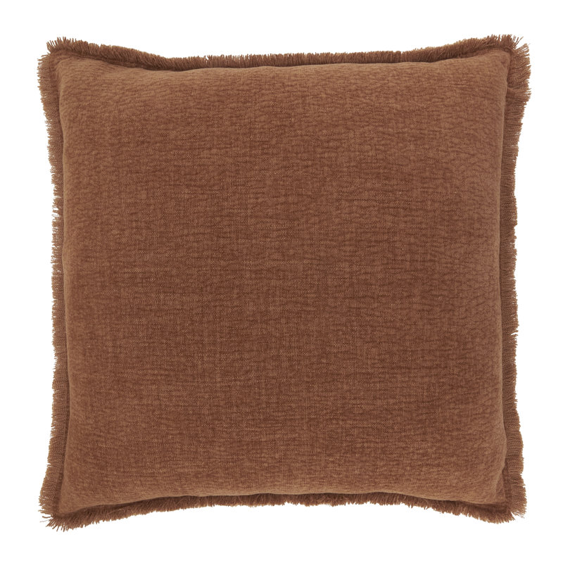 Coussin décoratif Fringe Edge, Orange, 20 po x 20 po, Duvet de canard