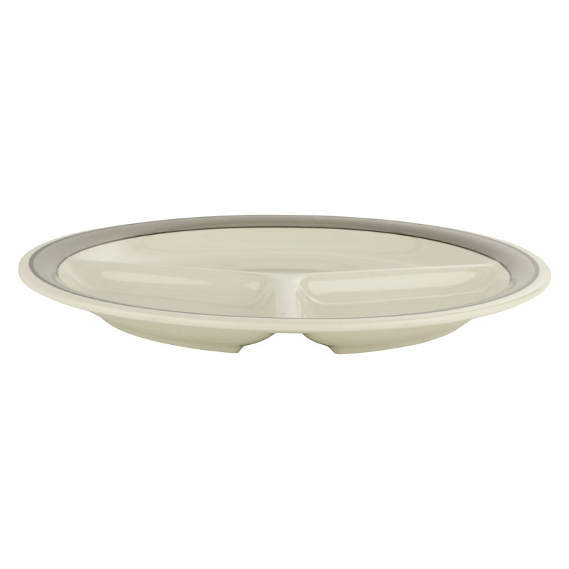 GET Assiettes en plastique robustes à 3 compartiments, 10,25 po, diamant Oxford (ensemble de 4), Noir