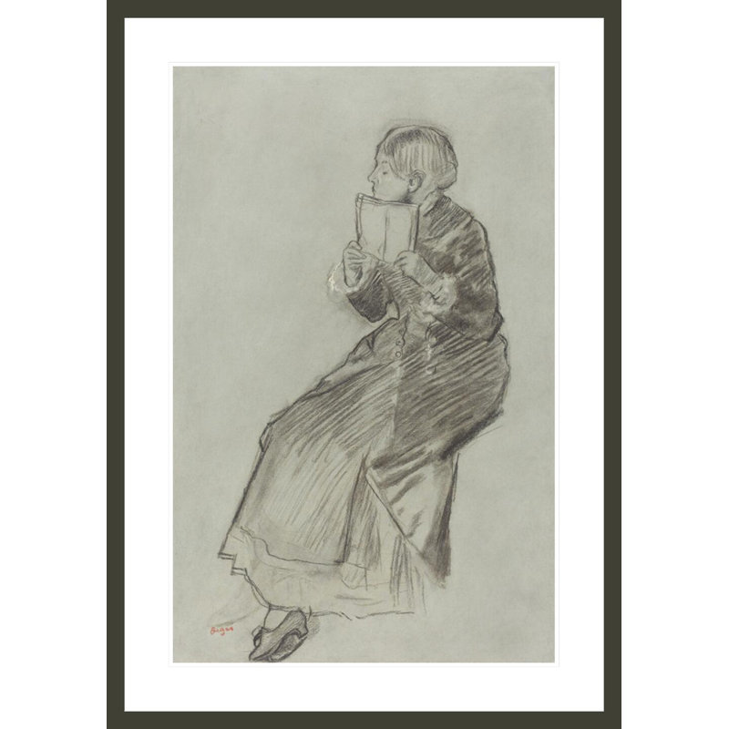 Femme lisant un livre par Edgar Degas, impression giclée encadrée, H 41,5 po x l 29,28 po