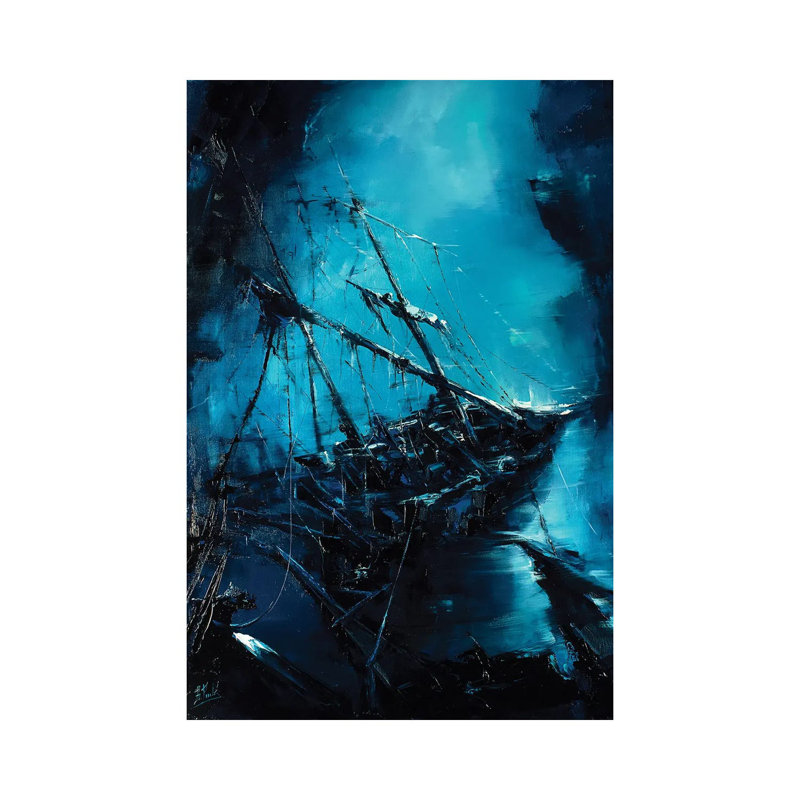 The Shipwreck by Bozhena Fuchs - Painting on Canvas, Wrapped Canvas, 30.48cm H x 20.32cm W x 1.91cm D