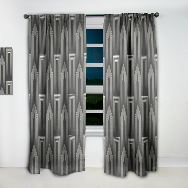 Rideau simple occultant Mimimal Design noir et blanc III - Mid-Century, L 52 po x L 120 po