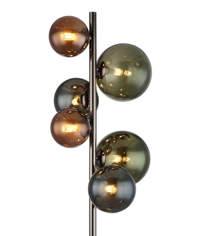 155cm Traditional Floor Lamp, Silver/Black, Grey/Brown/Blue