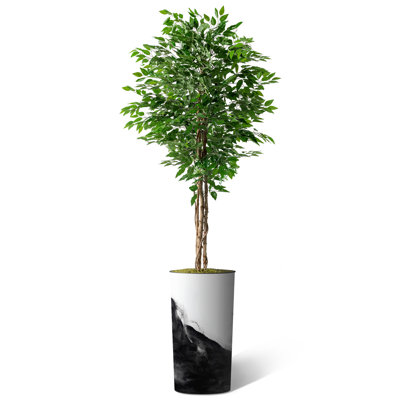 Artificial Tree In Modern Planter, Fake Ficus Silk Tree Home Decoration (Plant Pot Plus Tree)