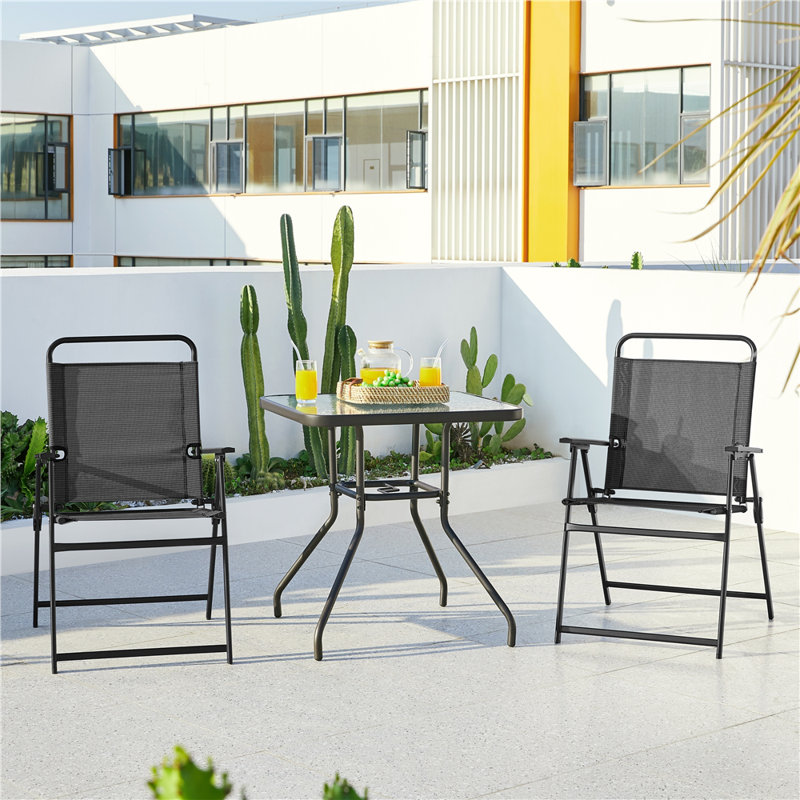 Folding Patio Dining Armchair, Black, 2
