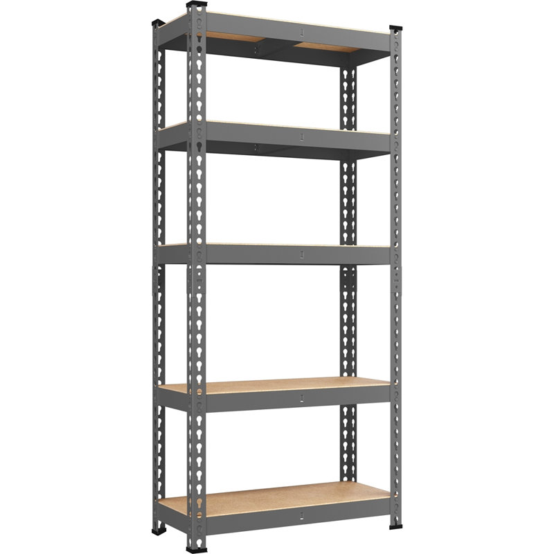 Tevis 60" H x 27.5" W x 12" D 5 Tiers Boltless Adjustable Storage Shelf Goods Rack, Dark Gray