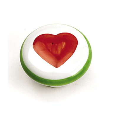 (Paquet de 5) 1-1 / 4 bouton blanc et vert avec cœur rouge