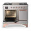 Cuisinière à double combustible ILVE Majestic III Series 40 po avec 6 brûleurs scellés et plaque de cuisson (propane liquide, porte pleine)-124828632-124828642-124828637