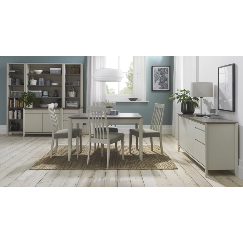Izzie Upholstered Slat Back Side Chair, Grey, White