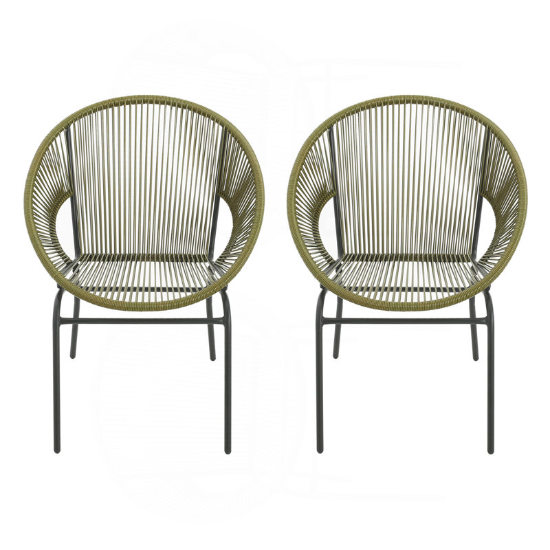 OUDOOR WICKER CHAIR, GREEN, SET OF 2, Green