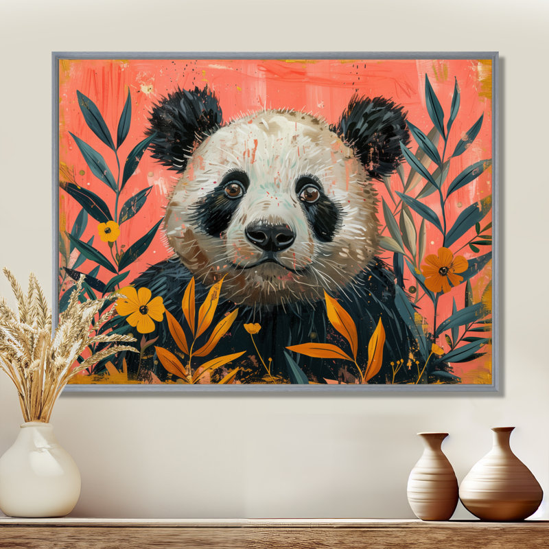 Un panda abstrait dans l'Amazone I - Panda animal, art mural dans le salon, H 34 po x l 44 po