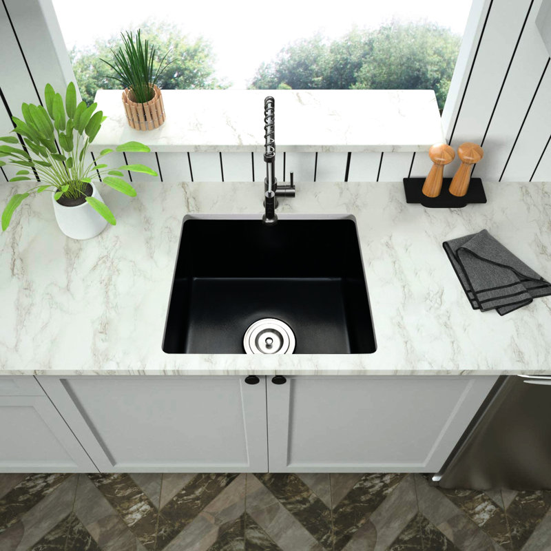 Quartz 18"X16" Undermount Sink, Matte Black, Sound Dampening, Heat , Stain Scratch Rust Sink 18" X 16" Basin & , Fine Quality