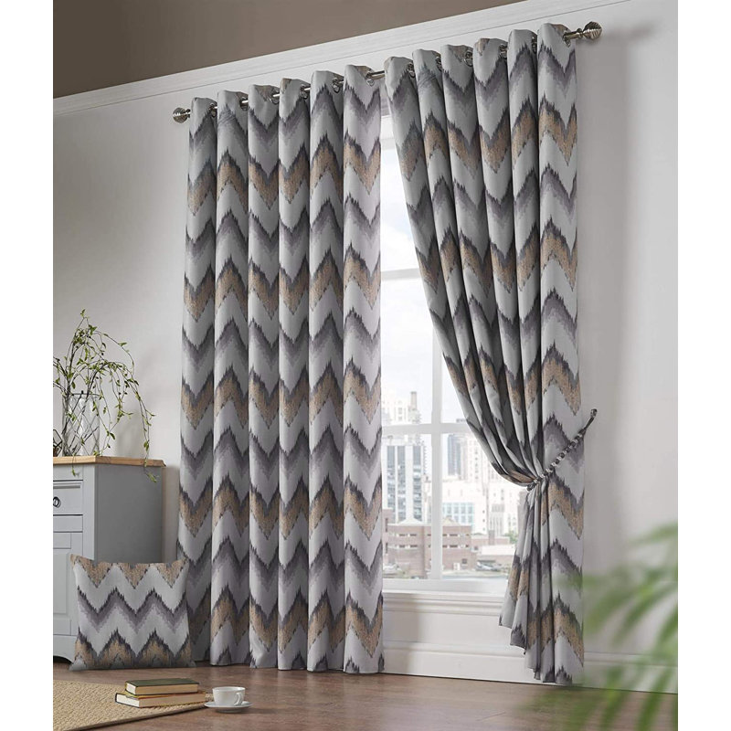 Fulgham Eyelet Room Darkening Curtains, Ochre, 229 W x 274 D cm