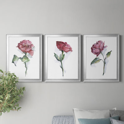 «Watercolor Floral Contour I», reproduction encadrée de qualité supérieure - prête à être accrochée