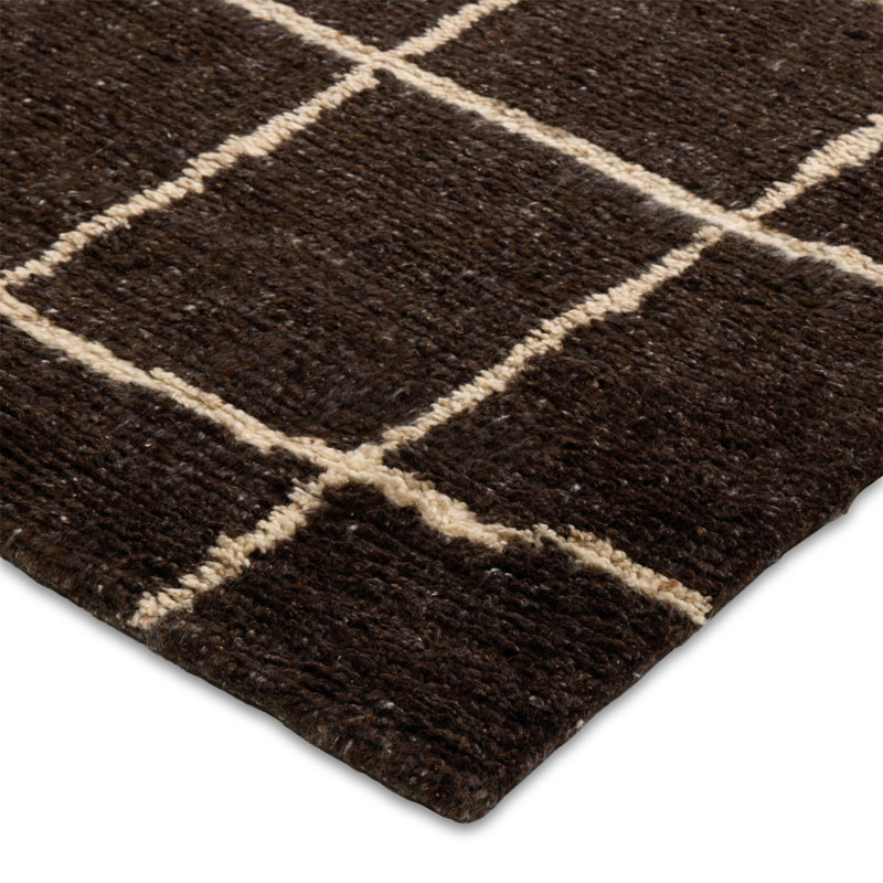Sumlin Hand Knotted Geometric Area Rug, Sumlin Espresso, Rectangle 8' x 10'