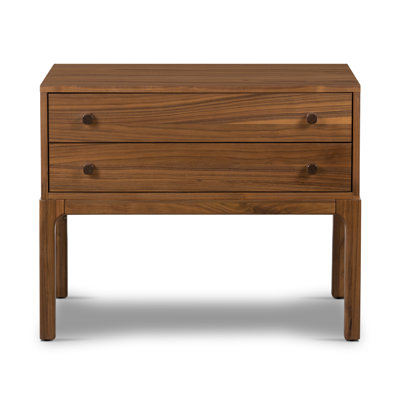 Table de chevet en bois massif à 2 tiroirs Jacobsen en noyer naturel