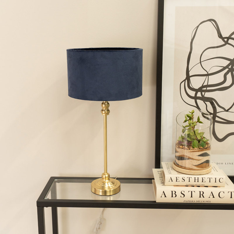 Reselva Metal Table Lamp, Gold Base/Navy Blue Shade