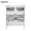 Meuble-lavabo moderne avec lavabo en céramique, porte à fermeture douce et tablettes réglables, blanc-103237333-103237334