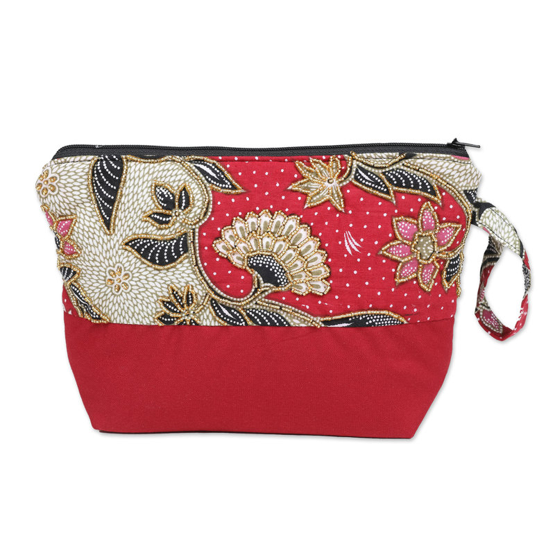 Trousse de batik en coton brodée à la main Novica