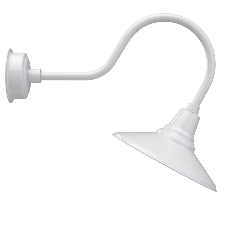 Luminaire de grange d’extérieur à del Albali, H 8 po x l 14 po x P 12 po, Blanc