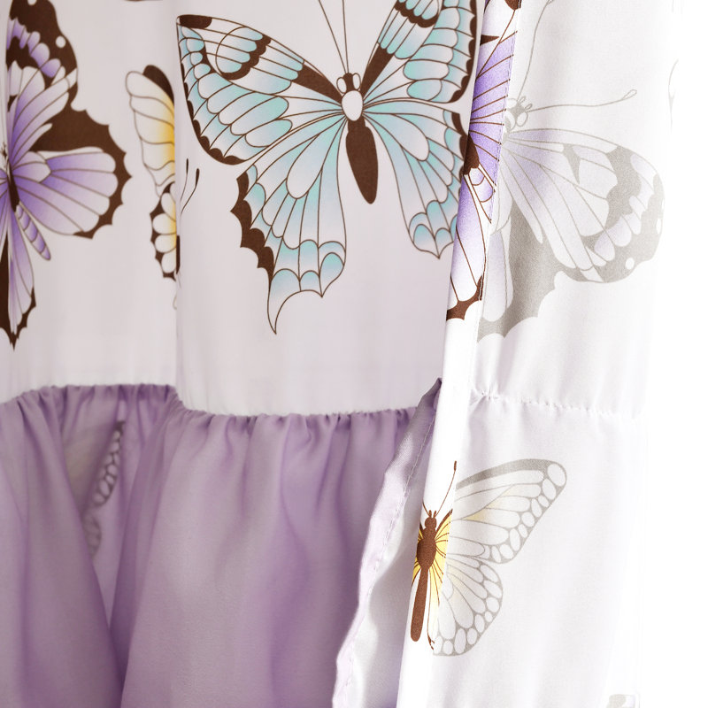 Flutter Butterfly Semi Sheer Curtain Pair, Lilac, 52"W x 84"L