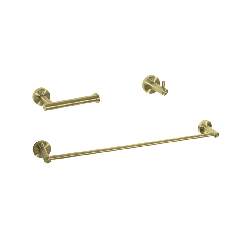 Freya 3 - Piece Bathroom Hardware Set, Brushed Gold