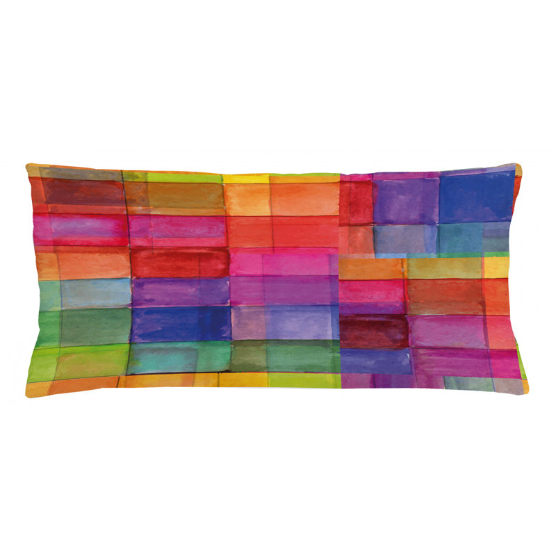 Ioannes Rainbow Colours Squares Outdoor Cushion Cover, 40cm H x 90cm W