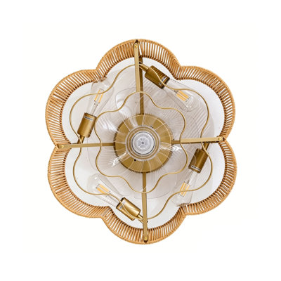19.7'' Boho Flower Shaped Caged Ceiling Fan with Fabric Shades, Light Kit and Remote Control
