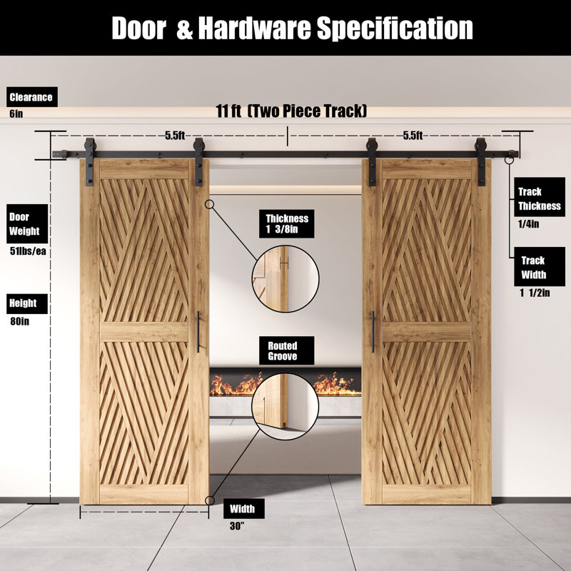 Porte de grange 4-en-1 de 30 po x 80 po Homquer de 30 po x 80 po Homquer, 30" X 80"