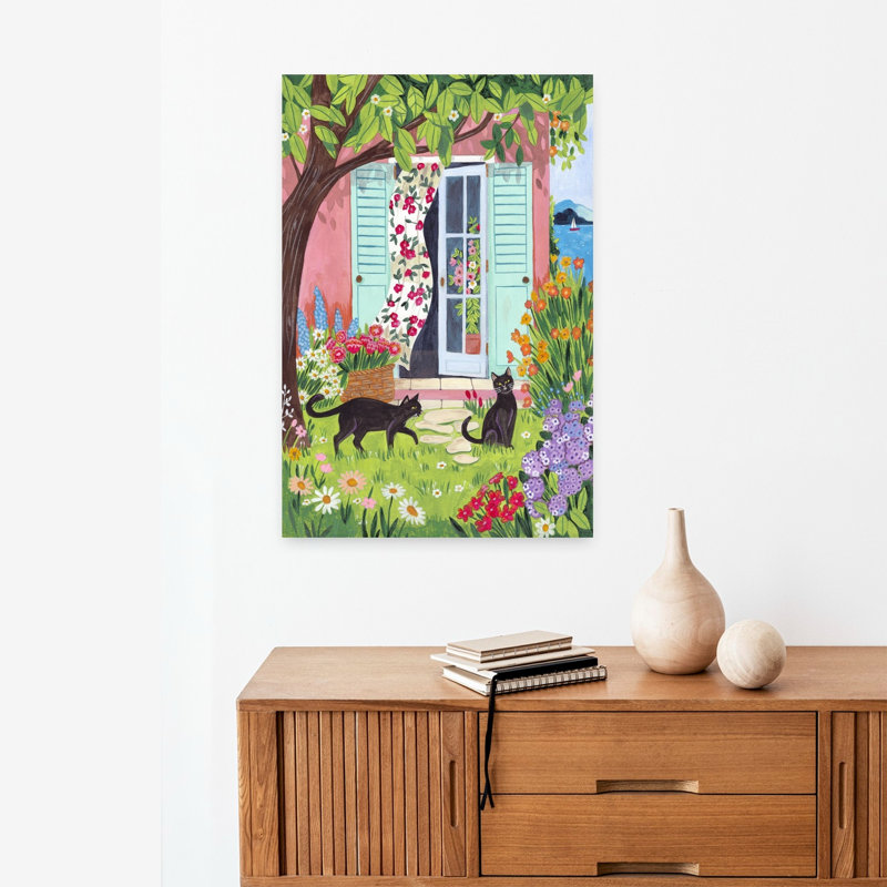 Garden Cats By The Sea by Caroline Bonne Muller - Wrapped Canvas Print, 60.96 cm H x 40.64 cm W