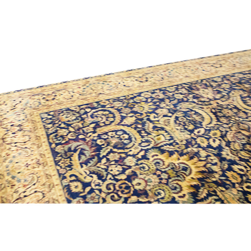 Hand Knotted Area Rug, Blue, Rectangle 12'4" x 9'