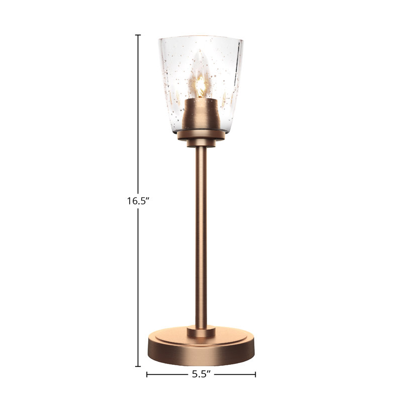 Lampe d'appoint Whitmire illustrée avec un verre carré de 4,5 po, Clair, Laiton New Age