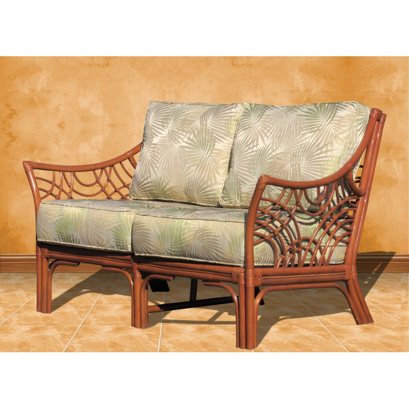 Rainey Upholstered 56.5'' Loveseat, Brown, Green/Blue/Pink 100% Polyester
