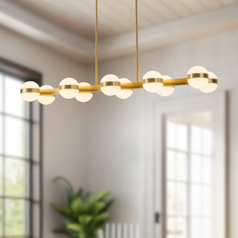 Selene 4-ft Gold dimmable LED Linear Pendant, Brushed Gold