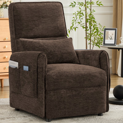 Recliner Chair, Small Recliners For Small Spaces, Electric Recliner Chairs For Adults With Memory Function, Reclining Chair With Pillow And Side Pockets