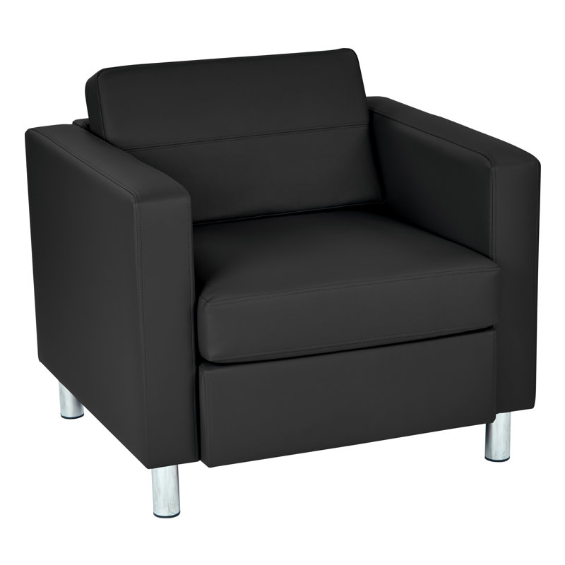Desantiago Upholstered Armchair, Antimicrobial Black Faux Leather