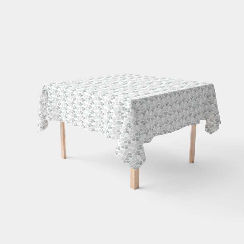 Rectangular Tablecloth, 100% Cotton, 52X104", Monochrome Branches, 52" x 52"