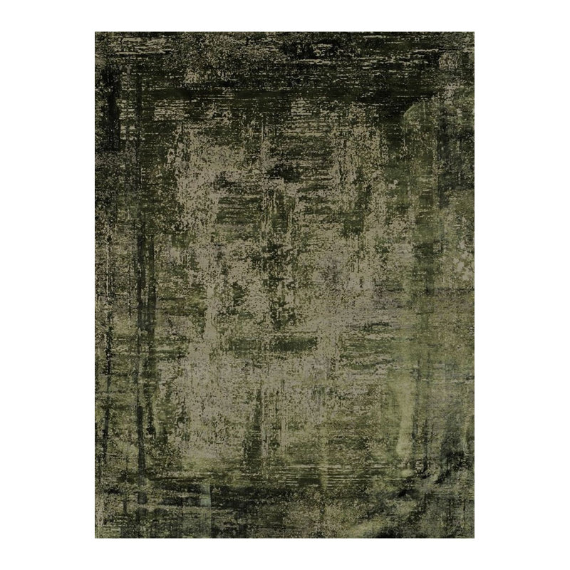 Tapis décoratif tissé vert foncé lavable à la machine, Sous-tapis rectangulaire 2 pi 6 po x 4 pi 11 po