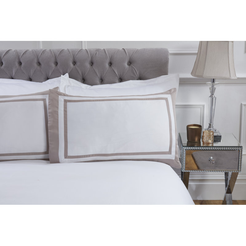 Maelynn Cotton No Pattern Duvet Cover Set with Pillowcases, Double - 2 Standard Pillowcases, White/Brown
