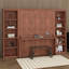 Lit escamotable double avec bureau, cadre de lit mural pliable en bois avec tablettes de bibliothèque, armoire de lit murale cachée pour adulte-307857534