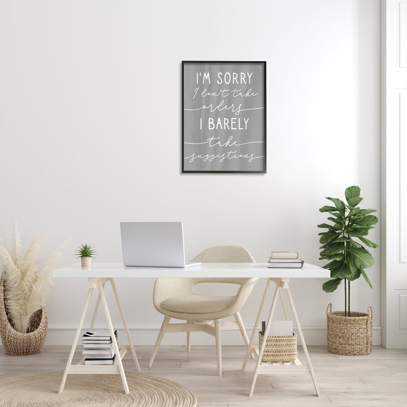 «Désolé, je ne prends pas d'ordres» par Daphne Polselli - impression, H 30 po x l 24 po, Giclée encadrée noir minuit