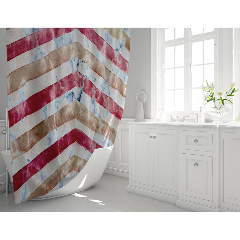 Rideau de douche simple à chevrons, H 72 po x l 70 po