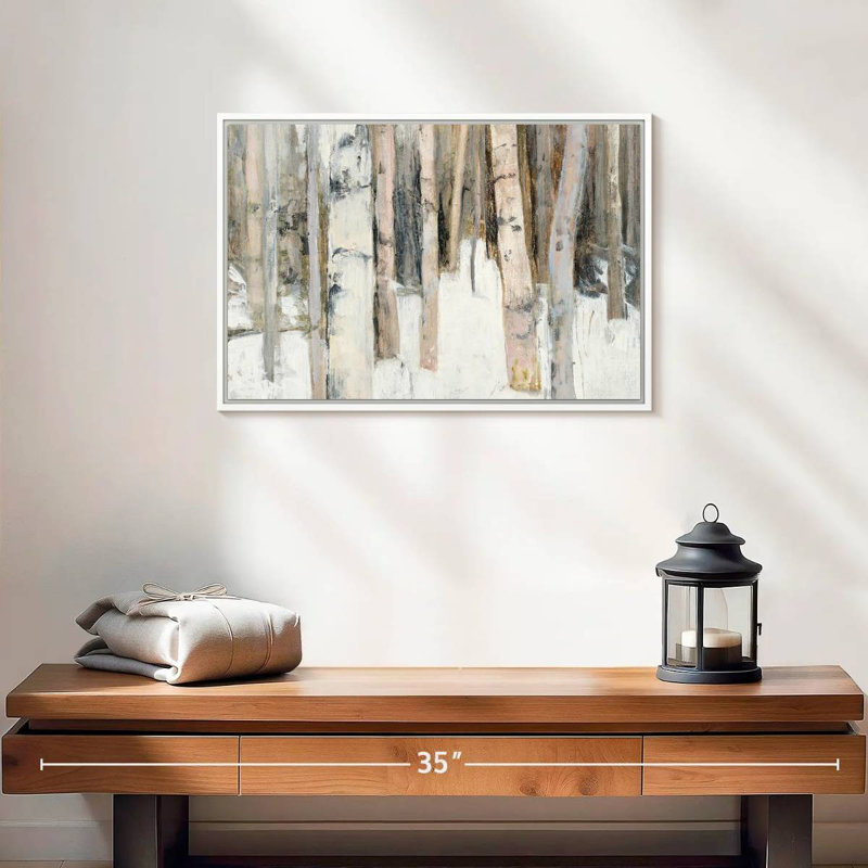 Lumière chaude d'hiver I, Cadre flottant blanc, 19 po x 13 po