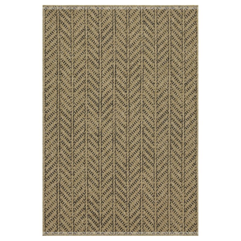Jute/Black Indoor/Outdoor Area Rug, Runner 2'7" x 7'3"