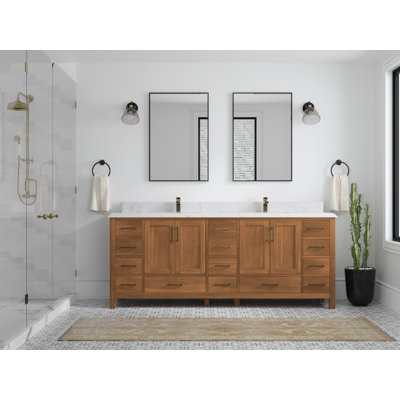 Malibu 84'' Double Bathroom Vanity with Quartz Top