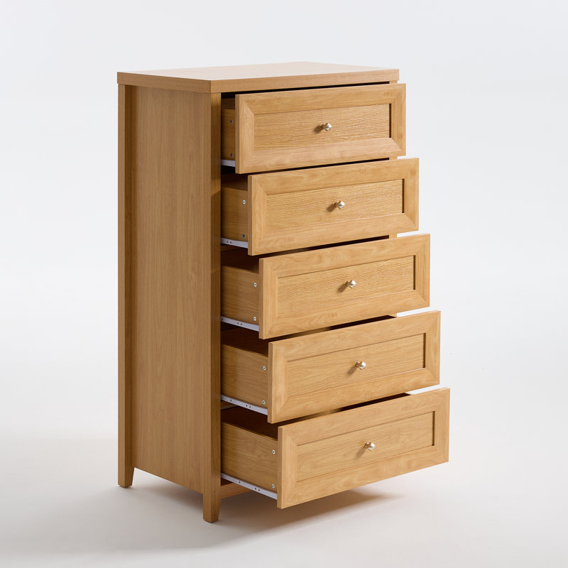 Commode à 5 tiroirs Cleckheat, Chêne miel