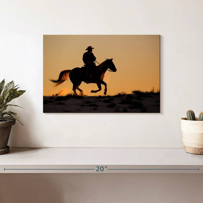 Lelar, cowboy à cheval, H 8 po x l 12 po